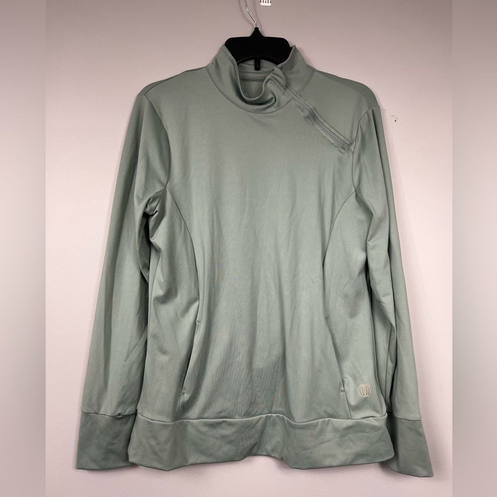 Balance Collection by Marika Tek Green-Blue Asymmetrical Quarter Zip Sweatshirt